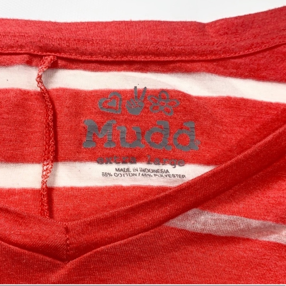 Mudd | Oversized Stripped Orange White Top Oversized Soft Comfortable - Picture 7 of 7